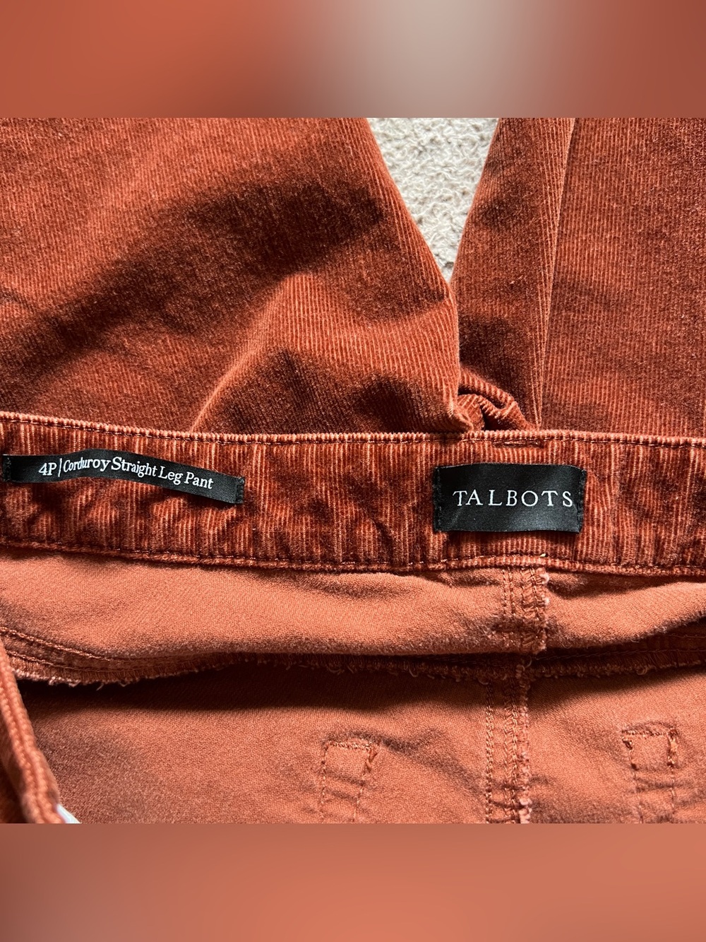 Talbots Corduroy Straight Leg Pants Preppy Cottage Whimsical Minimalist Sz 4P - Picture 2 of 7